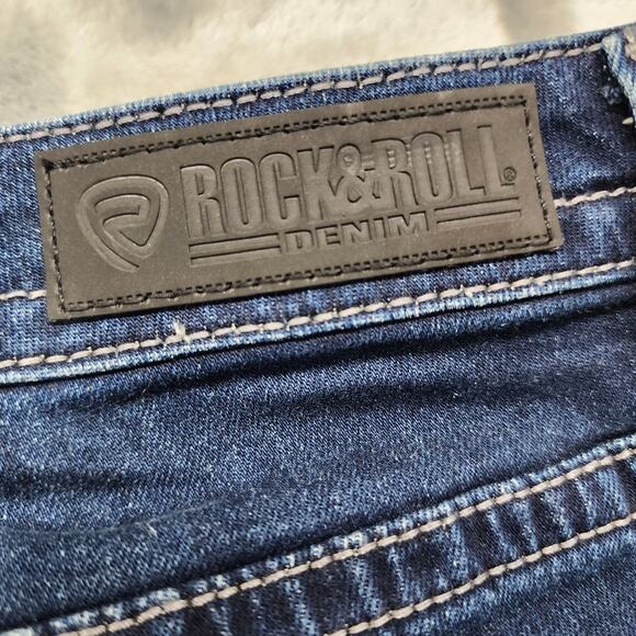 Rock & Roll Denim Jeans Womens W33 L 36 Blue High Rise Trouser Stretch Western - Picture 5 of 14